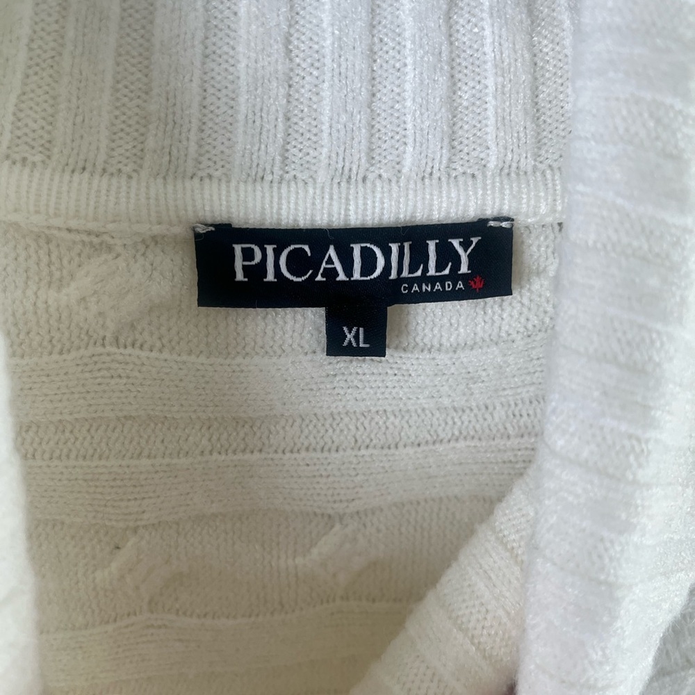 Picadilly Fashion Cream Cable Knit Turtleneck Pullover - Picture 4 of 5